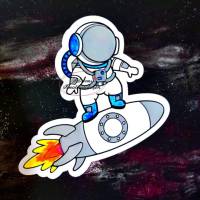Plotterdatei Astronaut surft auf Rakete Bild 2