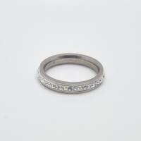 Ring Schmaler Bandring Edelstahl mit Swarovski Kristallen - Handmade (SCR45) Bild 1
