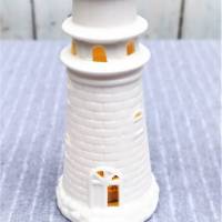 Deko Leuchtturm mit LED weiß Keramik Lichthaus Bild 3
