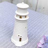 Deko Leuchtturm mit LED weiß Keramik Lichthaus Bild 4