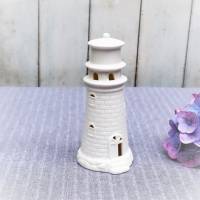 Deko Leuchtturm mit LED weiß Keramik Lichthaus Bild 6