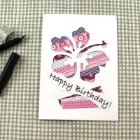 Klappkarte *STRIPES* von ZWEIFARBIG Glückwunschkarte Einzelstück Grußkarte mit Hibiskusblüte Bild 1
