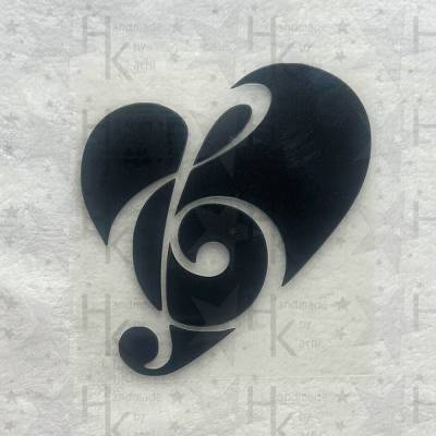 Bügelbild - Herz und Musiknote - viele mögliche Farben