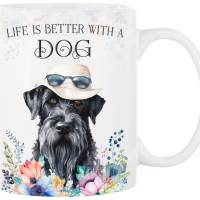 Hunde-Tasse LIFE IS BETTER WITH A DOG mit Riesenschnauzer Bild 1