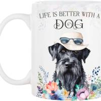 Hunde-Tasse LIFE IS BETTER WITH A DOG mit Riesenschnauzer Bild 2