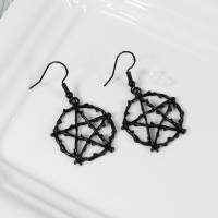 Ohrringe Pentagramm Halloween Ohrhänger Ohrhaken Gruselig Hexe Gothic Punk Bild 1