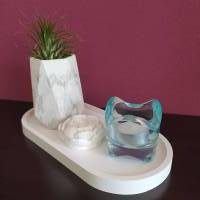 Geschenkset  ** Ovales Tablett mit Vase, Ranunkelblüte und Teelicht ** Bild 2