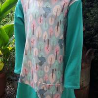 Kapuzenkleid Mädchenkleid Langarmkleid Größe 110 - Wald pastell Bild 2
