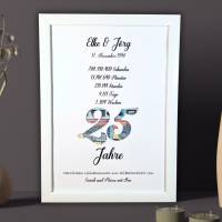 Geldgeschenk zur Silberhochzeit personalisiert - Hochzeitsgeschenk 25 Jahre Ehejubiläum - Hochzeitstag Bilderrahmen - Bild 1