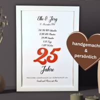 Geldgeschenk zur Silberhochzeit personalisiert - Hochzeitsgeschenk 25 Jahre Ehejubiläum - Hochzeitstag Bilderrahmen - Bild 2
