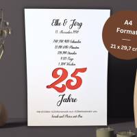 Geldgeschenk zur Silberhochzeit personalisiert - Hochzeitsgeschenk 25 Jahre Ehejubiläum - Hochzeitstag Bilderrahmen - Bild 3
