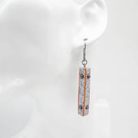 Moderne lange Ohrringe aus Fimo, Stab Ohrhänger, grau, orange, marmor Farben, Geschenk für Frauen, Geschenk für Mutter Bild 3