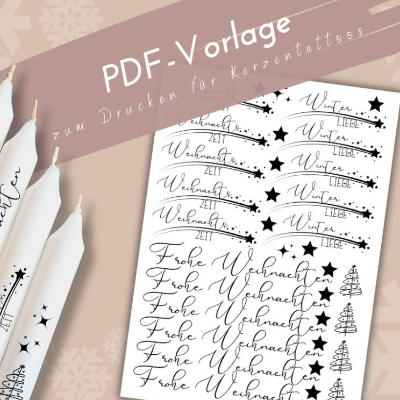 PDF Weihnachtszeit Vorlage Kerzentattoo Kerzensticker Adventszauber Winterlicht Adventszeit Tannenbaum Frohe Weihnachten