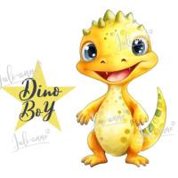 Bügelbild Dino Boy Gelb -  Orange Bild 1