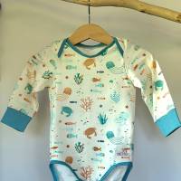 Body für Babys aus BIO Baumwolle mit Schlupfausschnitt und langen Ärmeln Stoff Ocean Party designed by Puck für Stoffonkel Bild 1
