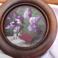 3 Miniatur Ölgemälde Blumen Blüten Landhaus Cottage Bild 4