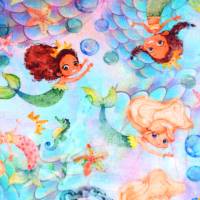 Jersey mit Nixen Unterwasser Meerjungfrauen 50 x 150 cm Nähen Stoff ♕ Bild 3