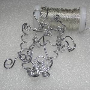 Kreativer Silberdraht Anhänger - Chaos aus Kreisen, Herzen & Spiralen, 925 Sterling Silber, 10x6,5 cm (ohne Kette; passt Bild 4
