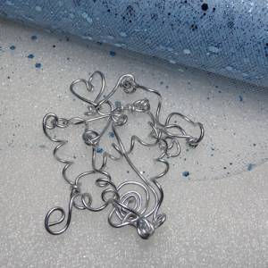 Kreativer Silberdraht Anhänger - Chaos aus Kreisen, Herzen & Spiralen, 925 Sterling Silber, 10x6,5 cm (ohne Kette; passt Bild 5