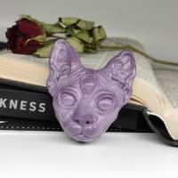 Sphynx Katzenkopf mit drittem Auge, Skulptur aus Keramik, Gothic Wohndekoration Bild 10