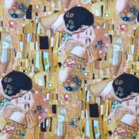 ♕ Jersey Gustav Klimt Jugendstil Gold DER KUSS Stenzo 50 x 150 cm Nähen Stoff ♕ Bild 1