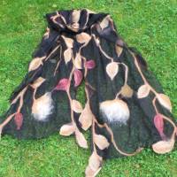 Damenschal schwarz/braun aus Wolle und Seide (Chiffon), besonders und einmaliges Tuch für den Sommer und Winter Bild 10