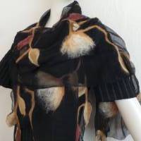 Damenschal schwarz/braun aus Wolle und Seide (Chiffon), besonders und einmaliges Tuch für den Sommer und Winter Bild 6