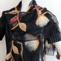 Damenschal schwarz/braun aus Wolle und Seide (Chiffon), besonders und einmaliges Tuch für den Sommer und Winter Bild 8