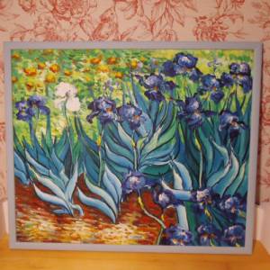 Impressionismus Iris Kunst Ölgemälde Ölbild nach van Gogh Signatur Bild 1
