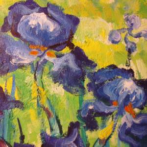 Impressionismus Iris Kunst Ölgemälde Ölbild nach van Gogh Signatur Bild 5