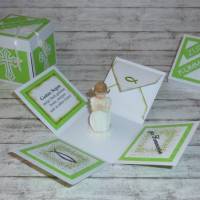 Überraschungs-Box / Explosionsbox "Kommunion" Mädchen, Junge, grün, Geschenk, Geldgeschenk, Handmade Bild 2