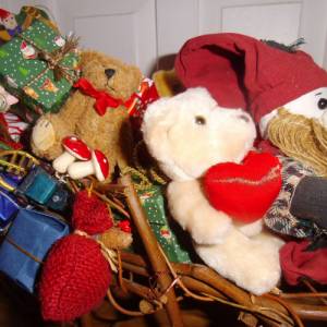 Schlitten Weihnachtsschlitten Rentiere Teddybär Wichtel Adventdeko Weihnachtsdeko Bild 2