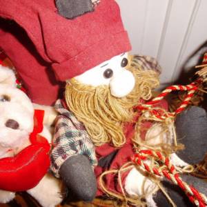 Schlitten Weihnachtsschlitten Rentiere Teddybär Wichtel Adventdeko Weihnachtsdeko Bild 5