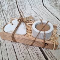 Teelicht Kerzenbox mit Herz in Schieferoptik ~ Esche-Holzbox ~ Teelichthalter ~ Deko Box Bild 3