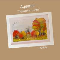 Aquarell, DIN A4 "Zugvögel im Herbst", original & signiert Bild 1