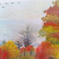 Aquarell, DIN A4 "Zugvögel im Herbst", original & signiert Bild 6