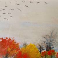 Aquarell, DIN A4 "Zugvögel im Herbst", original & signiert Bild 8