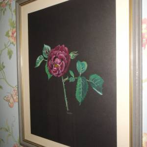 Original Gouache/Aquarell Rose  Blumen Blüten Landhaus Cottage Bild 1