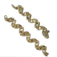 Funkelnde Spiralperlen Set handgewebt silberfarben Glasperlen goldfarben bicolor handmade Brautschmuck Zopfperle Bild 3