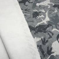 Stoff Baumwolle Sweatshirtstoff Dinos Dinosaurier Design grau weiß anthrazit Kinderstoff Kleiderstoff Bild 4