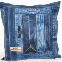 Kissenbezug Jeans 40 x 40 cm upcycling Deko Kissenhülle Wohnen handgemacht Bild 1