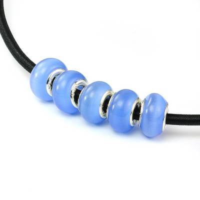 5x Cateye Modulperlen "Ocean", Glas Rondelle, Schiebeperlen, Zwischenperlen, Großlochperlen zum Schmuck gestalte