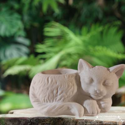 Keramik Katze Blumenübertopf