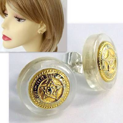 Ohrstecker STERN goldfarben, Knopf vintage upcycling nachhaltig, handmade by BuntMixxDESIGN ©