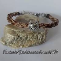 Schweifhaar Armband aus Pferdehaar, 925er Silber Herz Hufeisen besetzt mit Zirkoniasteinen Bild 1