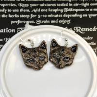 Mystische Katzen mit drittem Auge, Ohrringe aus Keramik in Wicca-Gothic Stil Bild 3