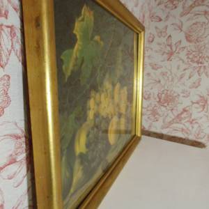 Bild Früchtestillleben ( wahrscheinlich ein Druck ) in einem schönen alten Holzrahmen Bilderrahmen Vintage Deko Wandbild Bild 3