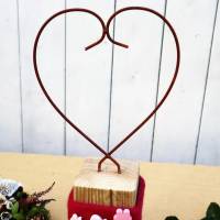 Herz auf Holzsockel Gartendeko Balkondeko rost #8 Bild 2