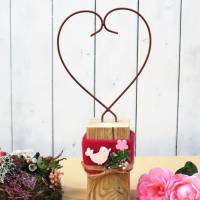Herz auf Holzsockel Gartendeko Balkondeko rost #8 Bild 5