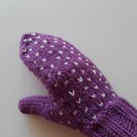 Fäustlinge, Fausthandschuhe, Handschuhe, gestrickt, lila Bild 4